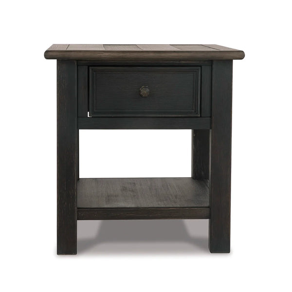 Weathered gray-brown Tyler Creek end table with framed drawer ��� Ashley UAE