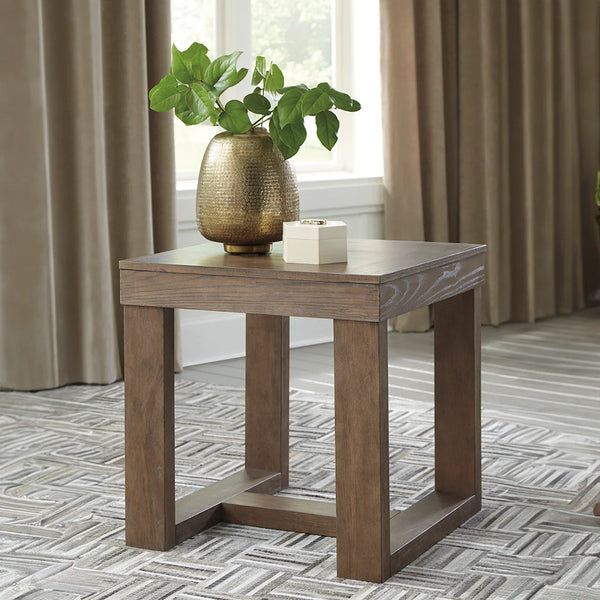 Cariton sofa table with bold blocky profile and plank-effect styling ��� Ashley UAE