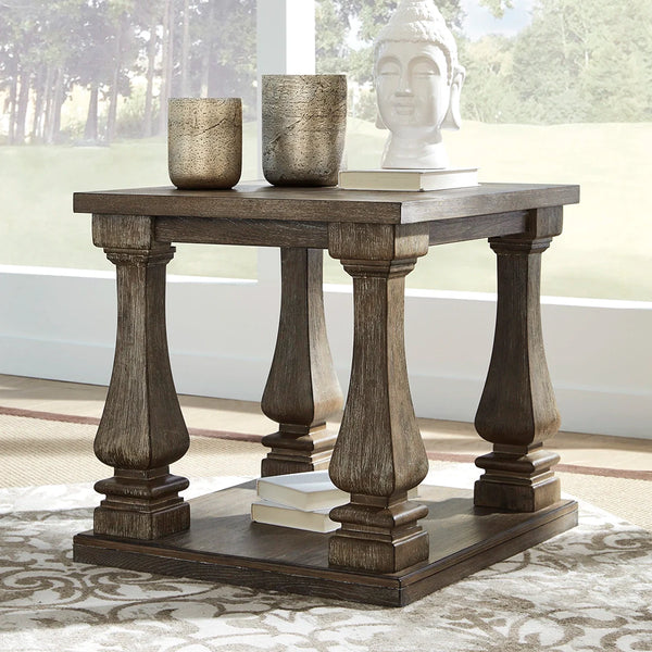 Johnelle end table weathered gray finish ��� Ashley UAE, modern farmhouse side table