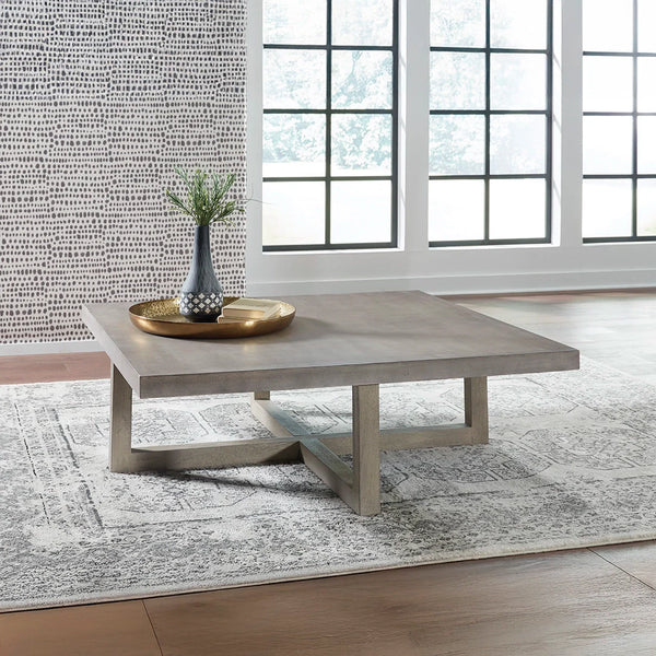 Occasional table package with faux concrete tops and gray washed wood base ��� Ashley UAE