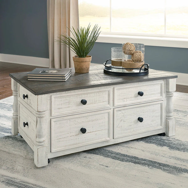 Havalance occasional table set with rustic two-tone gray and vintage white finish ��� Ashley UAE