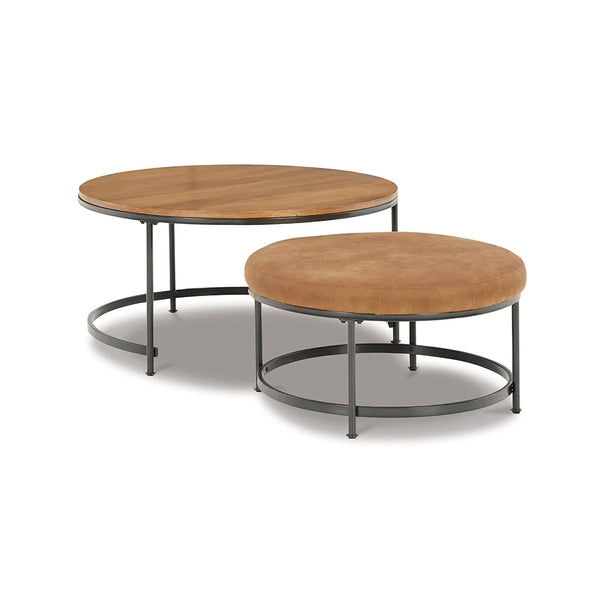 Rustic refined nesting tables in light brown wood finish ��� Ashley UAE