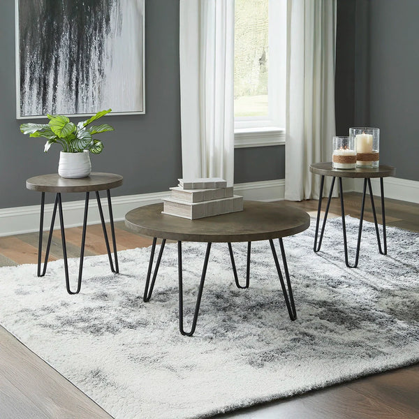 Hadasky accent table set with round tabletops and sleek hairpin legs ��� Ashley UAE