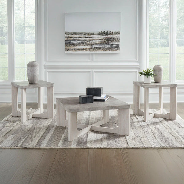 White 3-piece coffee table set with center and end tables ��� Ashley UAE