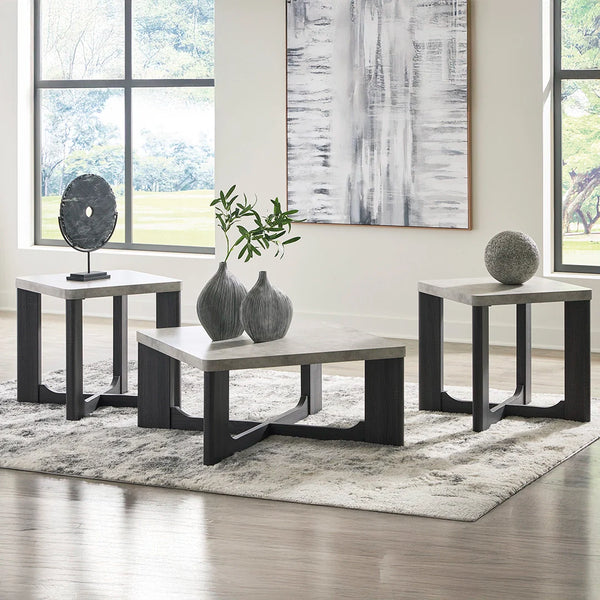 Compact coffee table set with two side tables and a center table ��� Ashley UAE