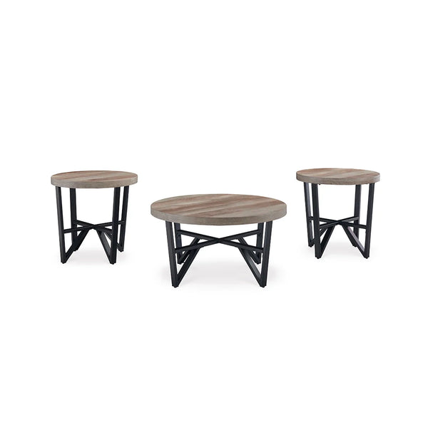 Modern farmhouse style Deanlee table set in natural and black ��� Ashley UAE