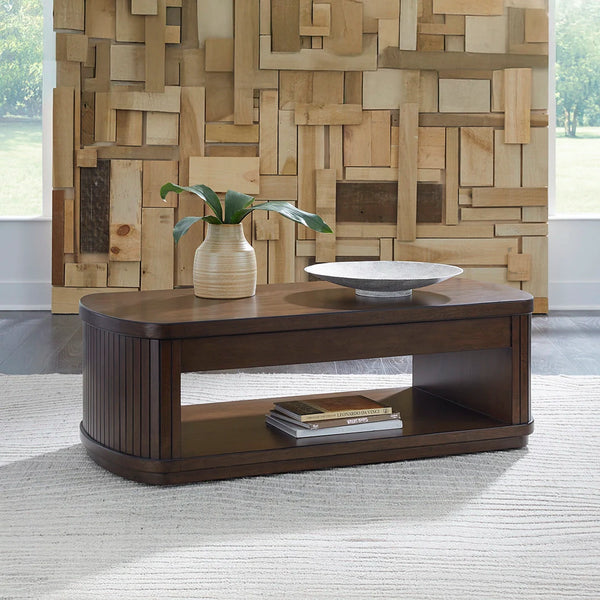 Mango wood coffee table with lower shelf and casters ��� Ashley UAE living room