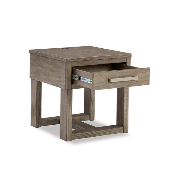 Ashley UAE Loyaska end table ��� rustic charm beside sofa or chair
