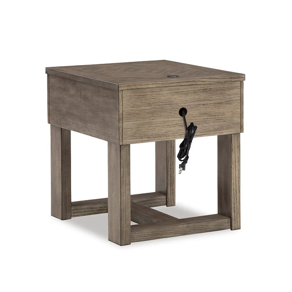Modern rustic Loyaska engineered wood end table for living room d��cor