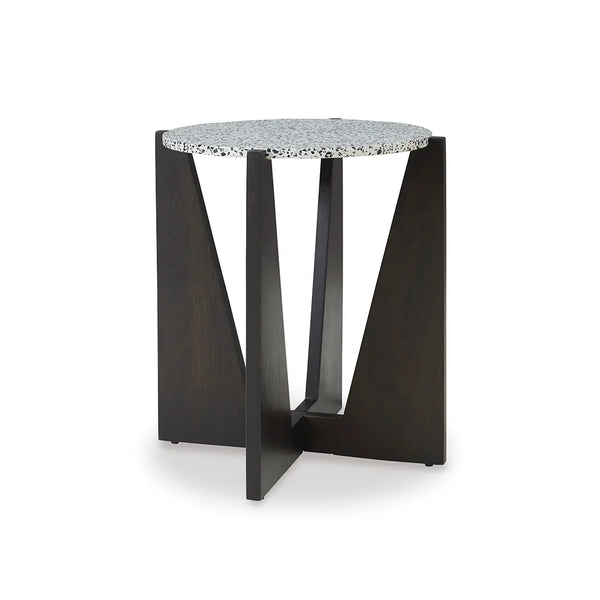 Classic black and white solid wood end table beside sofa ��� Ashley UAE living room furniture