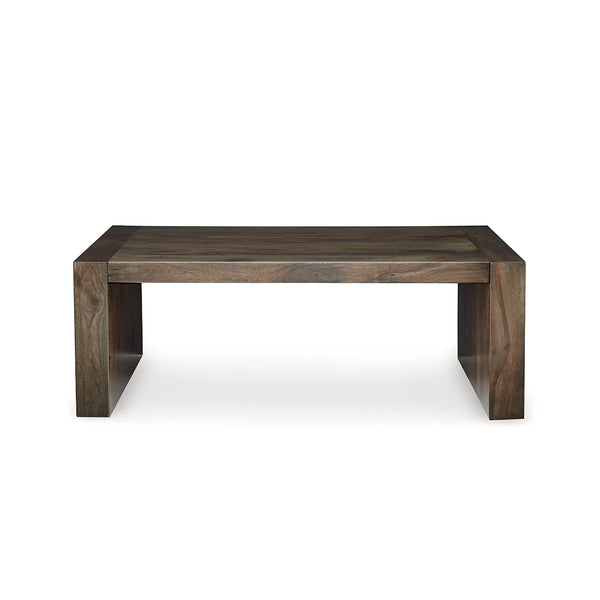 Ashley UAE Dregggan coffee table set with solid wood legs.