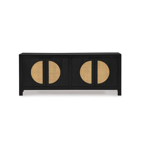 Cliffiings rectangular console table with cabinet storage, sleek black style at Ashley Dubai