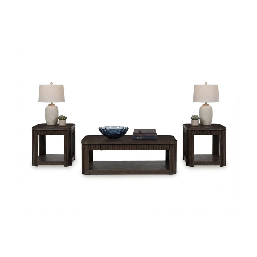 CARLIBRIE COFFEE TABLE SET - DARK BROWN