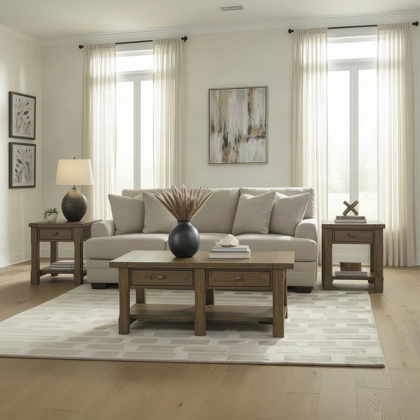 VANDENMORE COFFEE TABLE SET - LIGHT BROWN