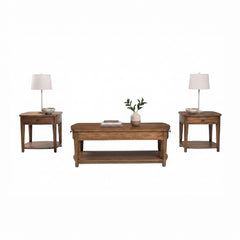 BURKBYER COFFEE TABLE SET - BROWN