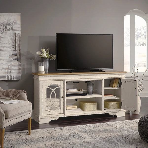 realyn tv stand two tone antique finish ��� Ashley UAE